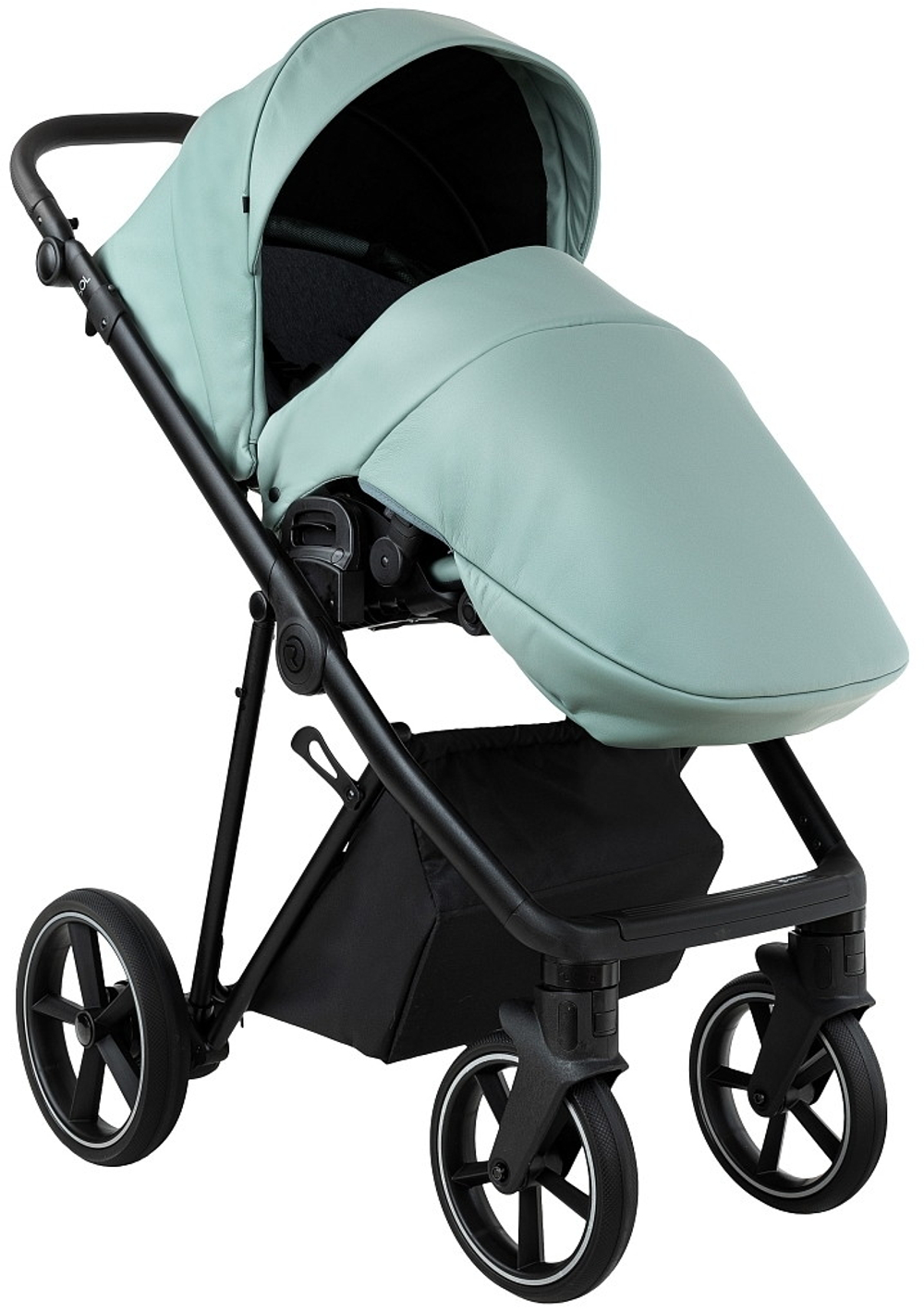 Детская коляска Roan Sol Vintage Leather 2.0 3 в 1 с автокреслом Pituso Baesa Pro Black,Beige Canopy SL/13/L Misti Mint/Grey/руч. Серый