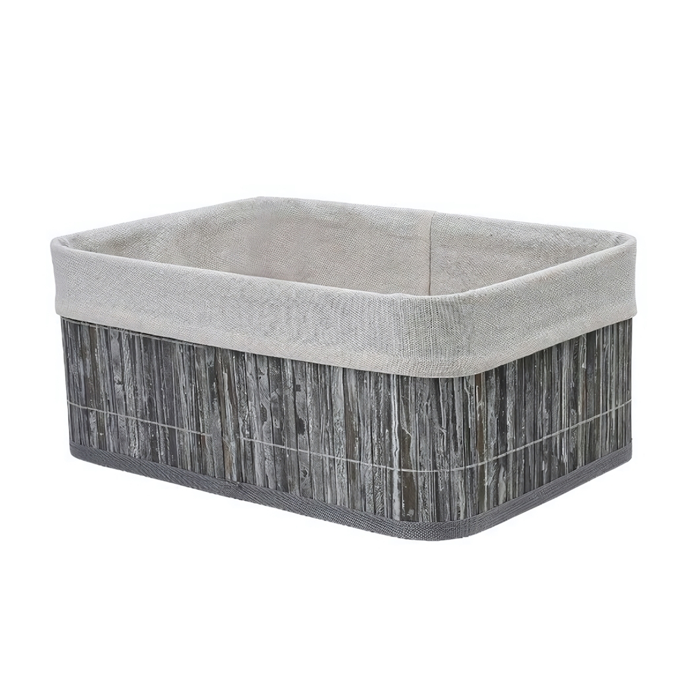Корзина стеллажная "Бамбук", Д330 Ш230 В140, пепельный, белый