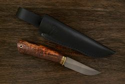 Разделочный нож Игоря Пампуха Модель 073, клинок 100мм, булат легированный, рукоять стаб. к. береза