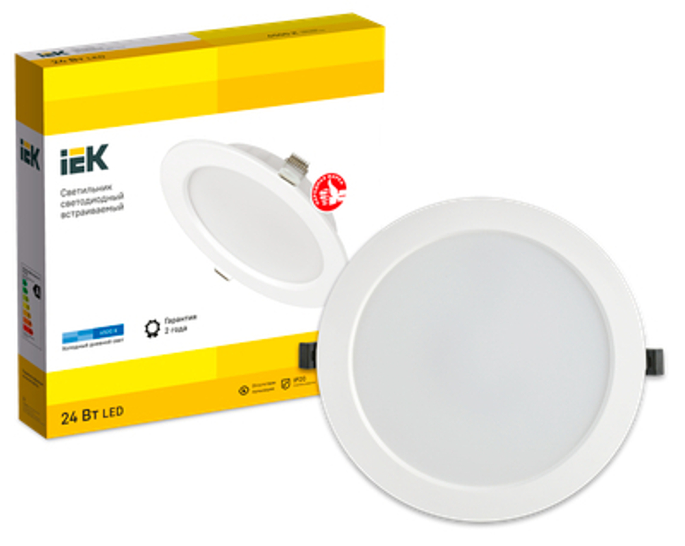 Светильник светодиодный ДВО 1615 белый круг 24Вт 6500К IP20 IEK