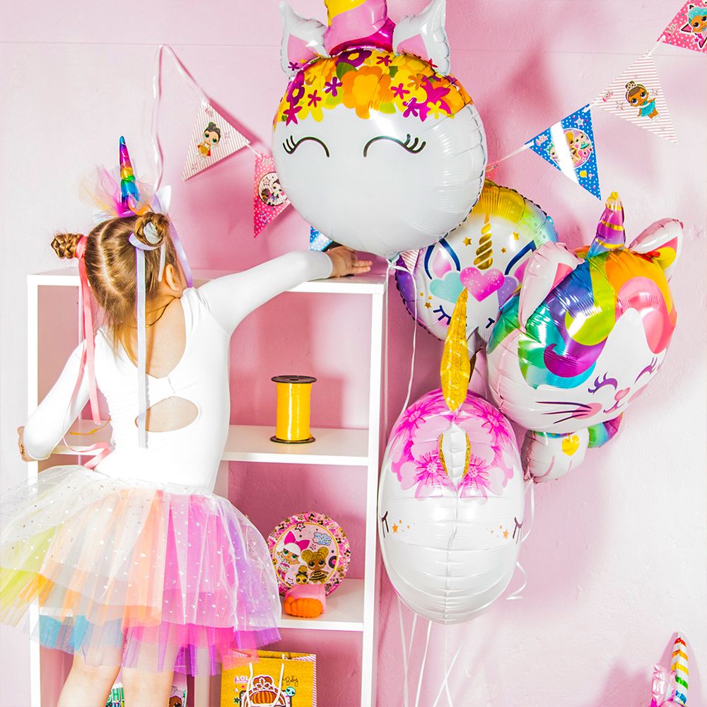 Шар (32"/81 см) Фигура, Котенок-радужный единорог 1 шт.