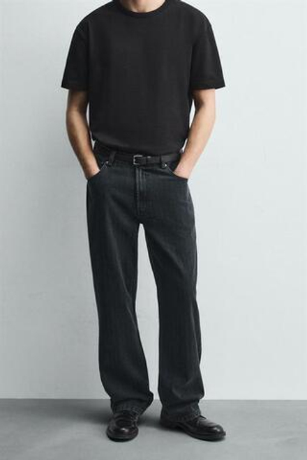 ZARA ДЖИНСЫ В ПОЛОСКУ С ТЕКСТУРОЙ, СИНИЙ
