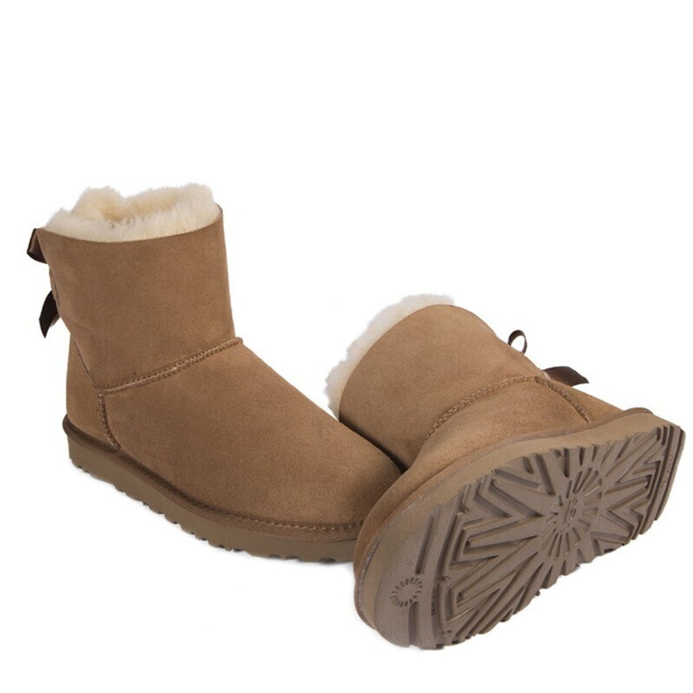 Угги Mini Bailey Bow Fur Brush Boot Chestnut