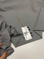 Блузочно-плательный мерсеризованный поплин (100%хлопок, Бело-черная клетка виши, 150, 140 гр/м2)