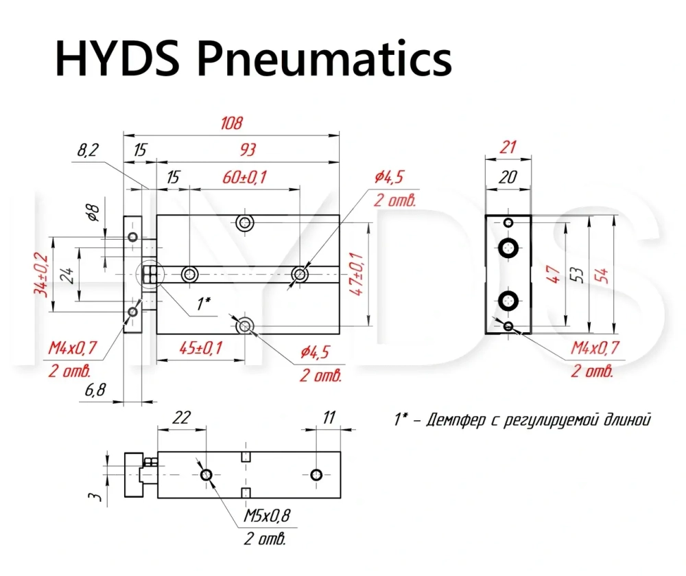 TN 16x40-S Пневмоцилиндр двухпоршневой