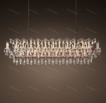 replica  19TH C. ROCOCO IRON & CLEAR CRYSTAL RECTANGULAR Restoration Hardware 68290138