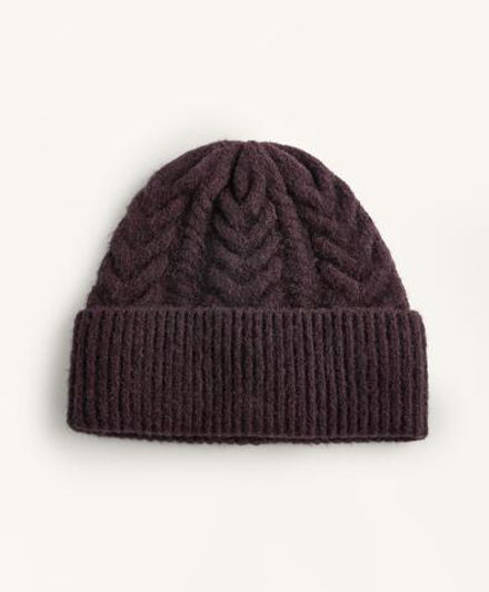 Oysho Вязаная шапка с аранским узором, темно-винный