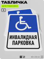 Табличка для парковки "Инвалидная парковка", для дома, офиса, организаций, 40х30 см, Silver Plane x Айдентика Технолоджи