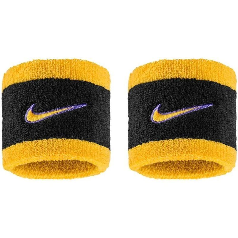 Напульсник теннисный Nike Swoosh 2P - black/court purple/university gold