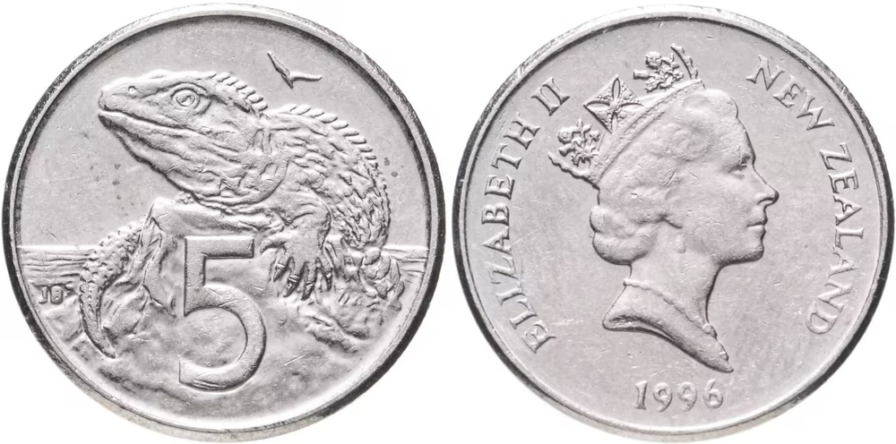 Новая Зеландия 5 центов 1986-1998 XF