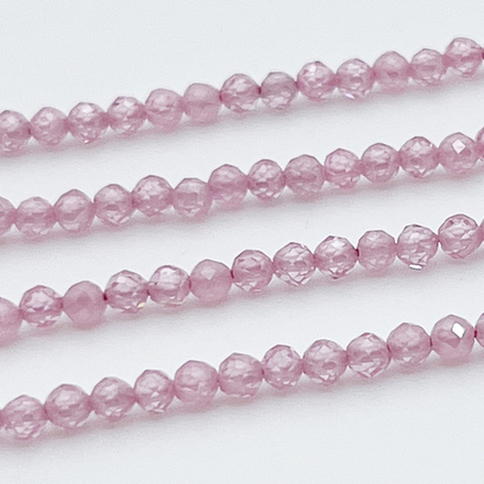 Фианит (кубический цирконий), цвет розовый, размер 3 мм, цена за нить 38 см