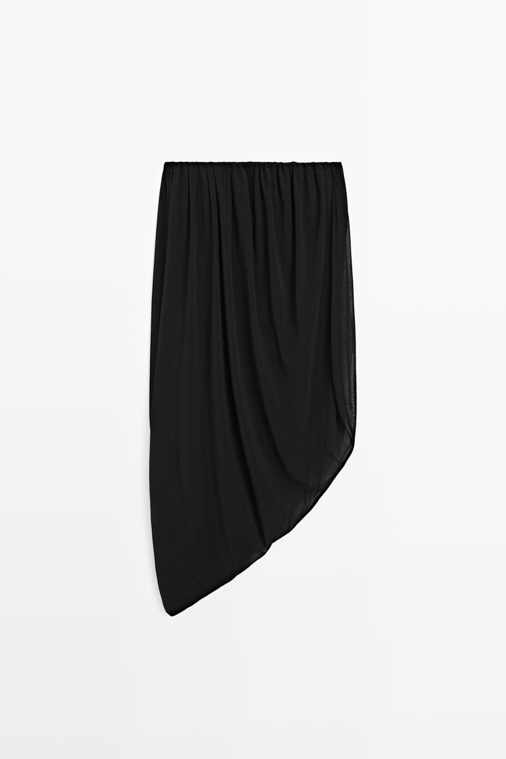 Massimo Dutti Струящийся топ без бретелей с плиссировкой, черный