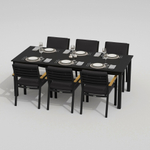 Обеденная группа Ideal Patio ДОЛЛА БОНТА каркас карбон, стол алюминий 220, ткань антрацит