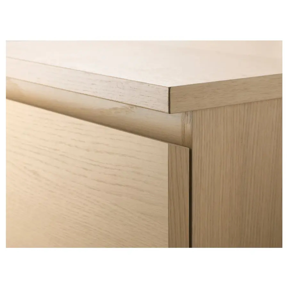 Комод с 6 ящиками - IKEA MALM, 123х40х48 см, дубовый шпон, беленый МАЛЬМ ИКЕА