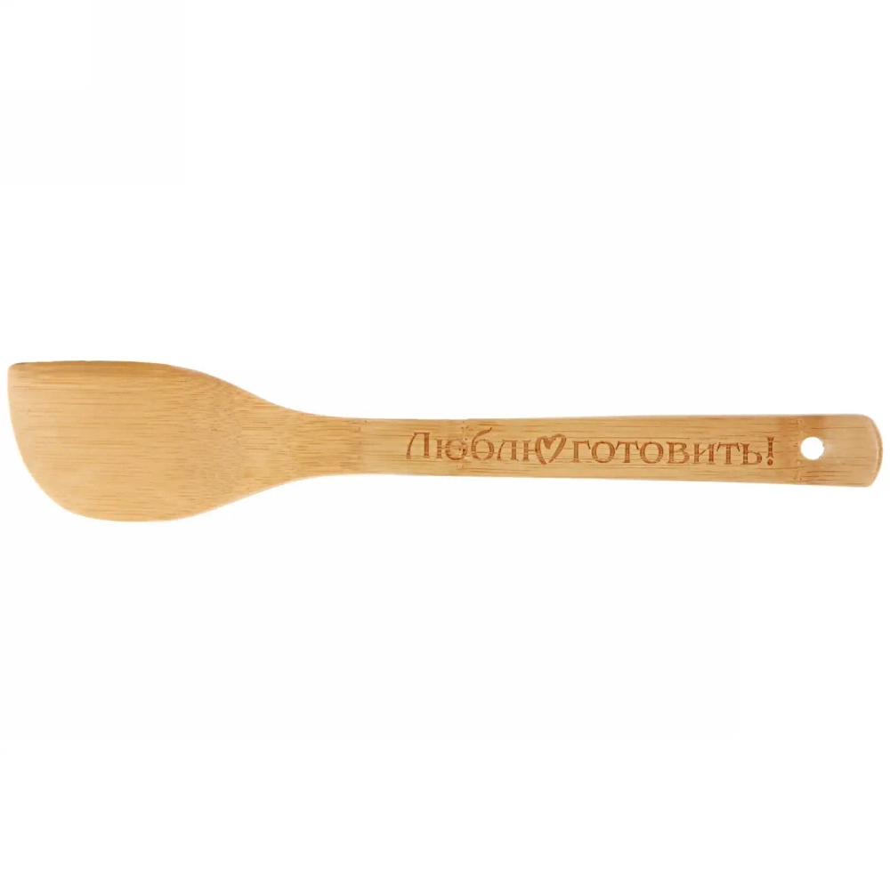 Лопатка бамбуковая скошенная 30*6см «Люблю готовить» Селфи