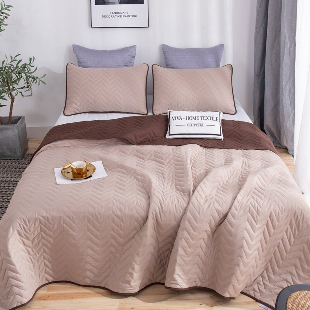 Покрывало однотонное двустороннее с наволочками ODP010