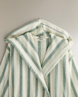 ZARA HOME МЯГКИЙ ЖАККАРДОВЫЙ ХАЛАТ, СИНИЙ