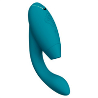 Бирюзовый вибратор 20,3см с вакуумным стимулятором Womanizer Duo 2 Petrol WZ142SG8