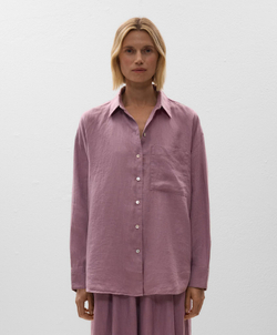 Oysho Рубашка свободного кроя из 100% льна, лиловый