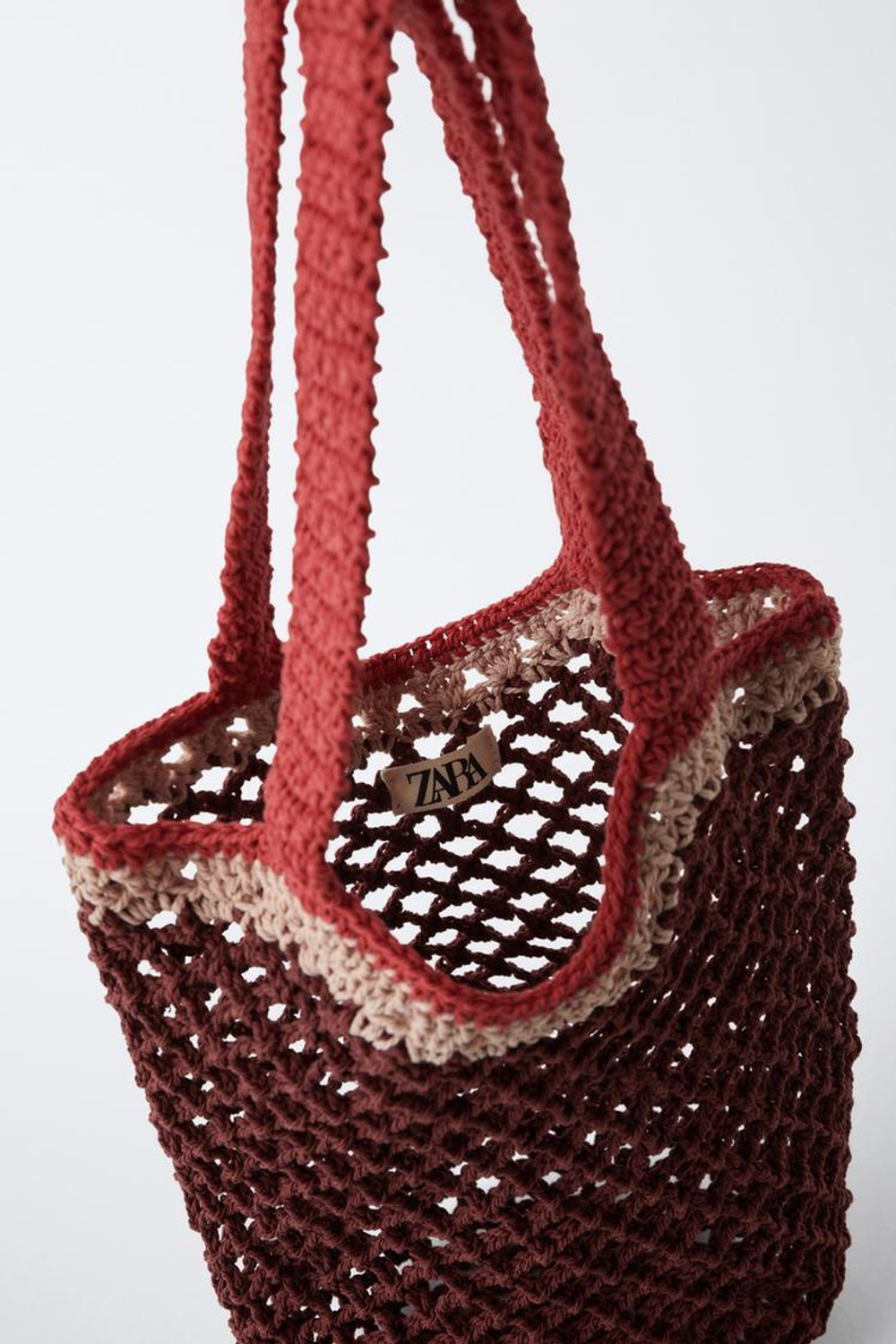 ZARA СУМКА ИЗ КРУЖЕВА КРОШЕ, ГРАНАТОВЫЙ