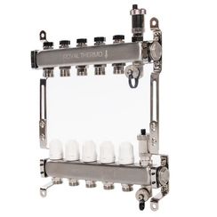 Коллектор Royal Thermo нерж. в сборе универсальный 1 ВР-3/4 НР с автомат. воздухоотвод-ми 5 вых.