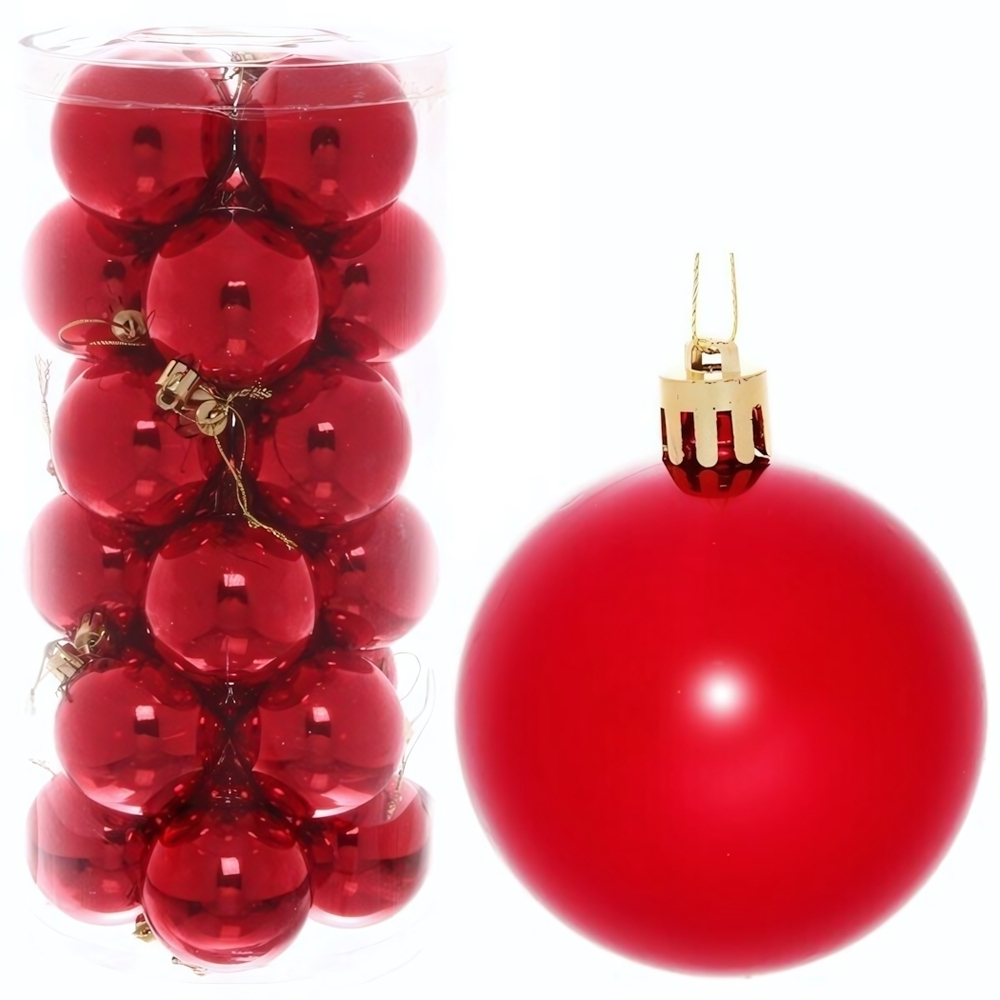 Новогодние шары 6 см (набор 24 шт) «Глянец», красный