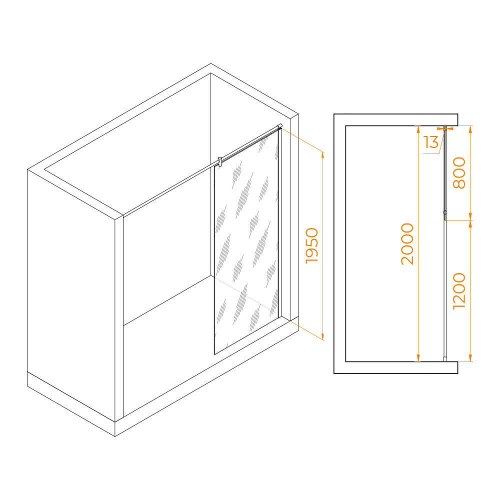 Душевая перегородка RGW WA-034 (Прозрачное, 800)