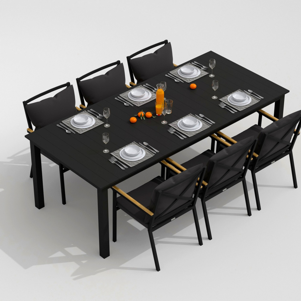 Обеденная группа Ideal Patio  ДОЛЛА ФЕСТА плюс каркас карбон, стол алюминий 220, ткань антрацит