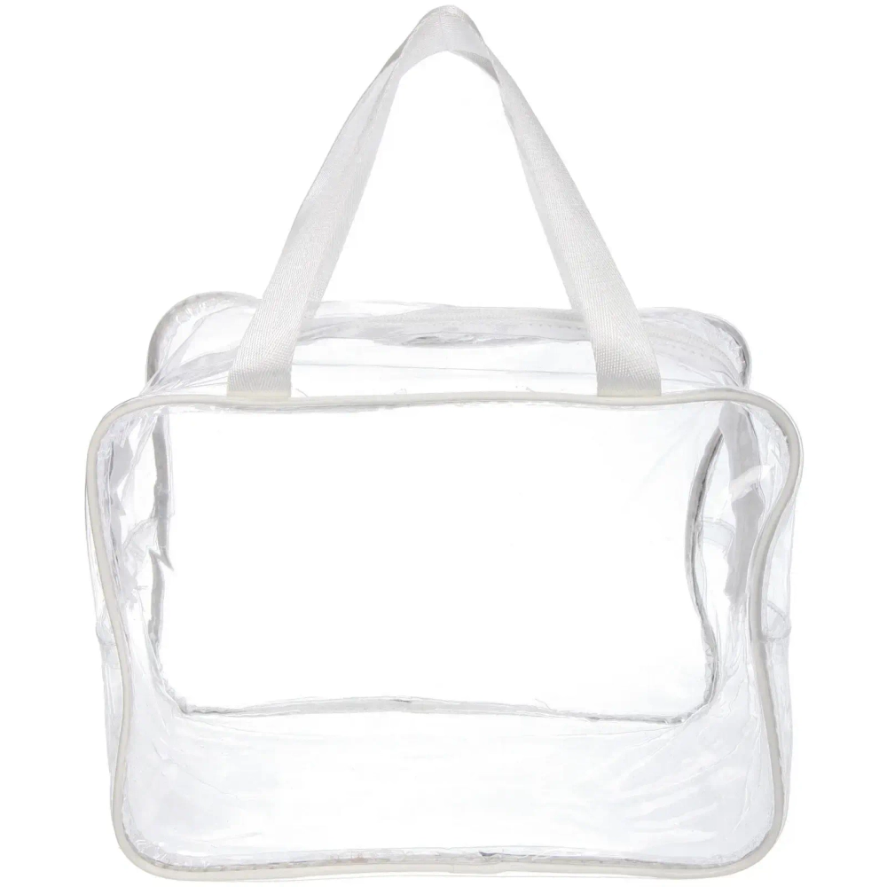 Косметичка прозрачная «MALINKA SHOP», цвет окантовки белый, 28*20*15см