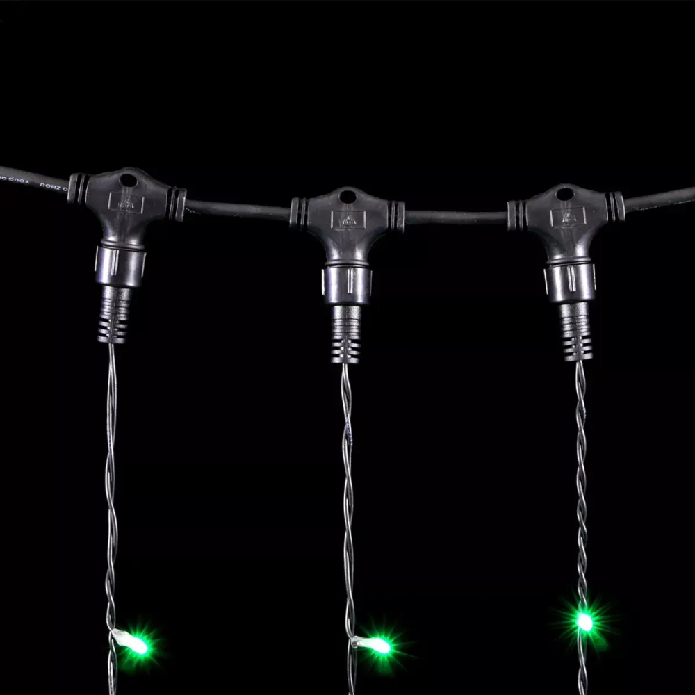 Светодиодный занавес 2*3 м., 600 разноцветных LED ламп, черный провод ПВХ, LTC (PCL602-11-2M)