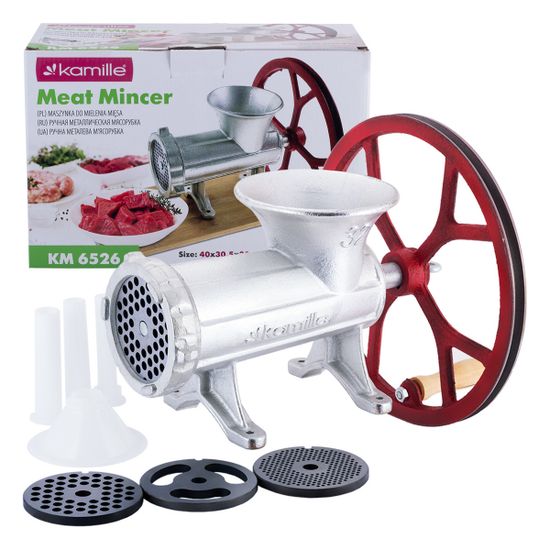 Мясорубка механическая чугунная Kamille KM-6526 со сменными насадками