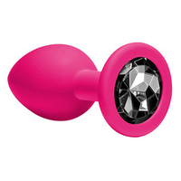 Анальная пробка 8,5см Lola Games Emotions Cutie Medium Pink black crystal 4012-01Lola