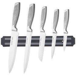 НАБОР НОЖЕЙ AGNESS 6 ПР.С МАГНИТНЫМ ДЕРЖАТЕЛЕМ И РУЧКОЙ ИЗ НЕРЖ.СТАЛИ