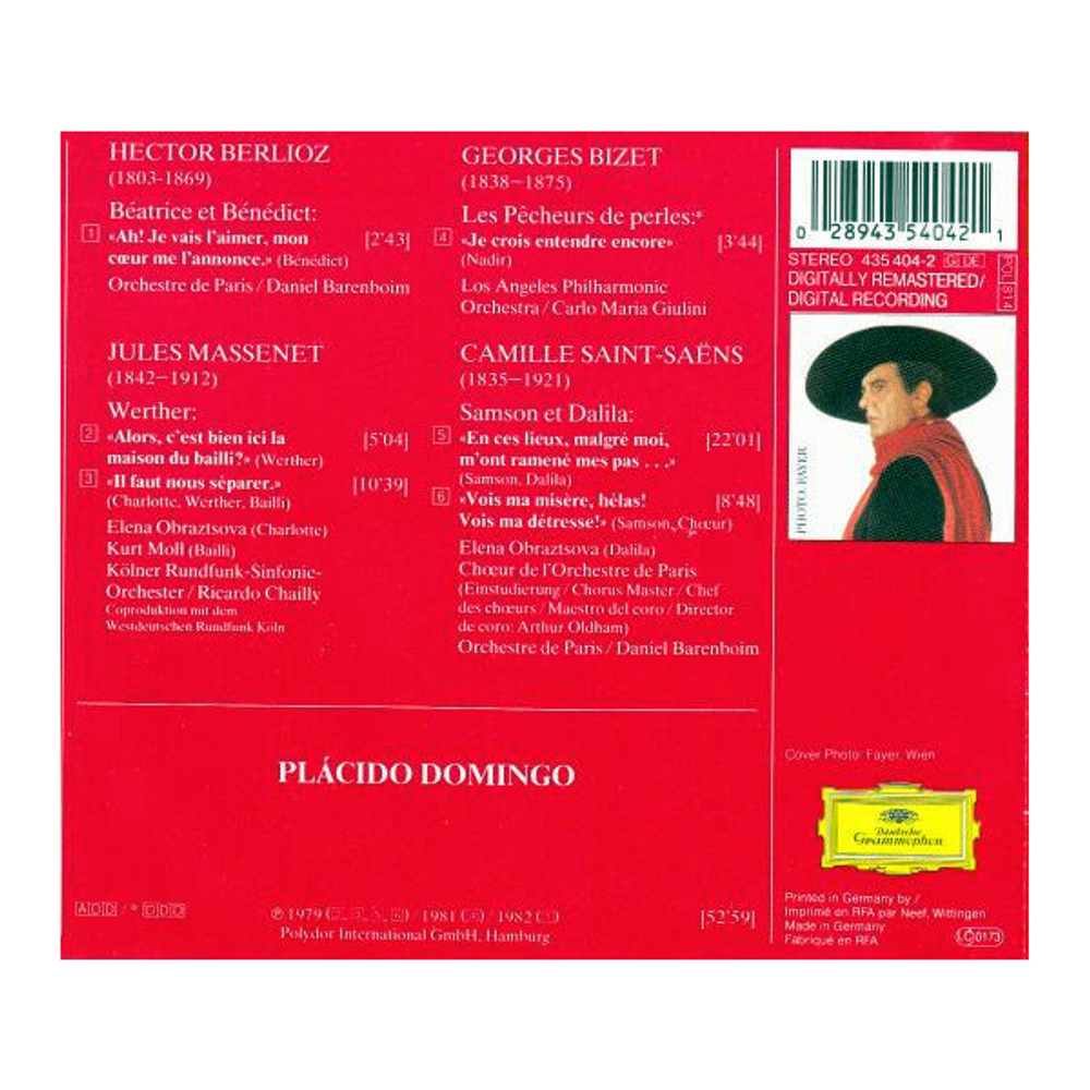 Placido Domingo / Berlioz, Bizet, Massenet, Saint-Saens: Arias (CD)