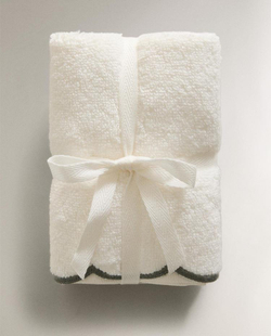 ZARA HOME ПОЛОТЕНЦЕ С КОНТРАСТНОЙ КАЙМОЙ ПО КРАЮ (НАБОР ИЗ 3 ШТ), ЗЕЛЕНЫЙ