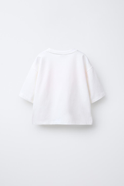 ZARA ФУТБОЛКА С НАДПИСЬЮ, БЕЛЫЙ