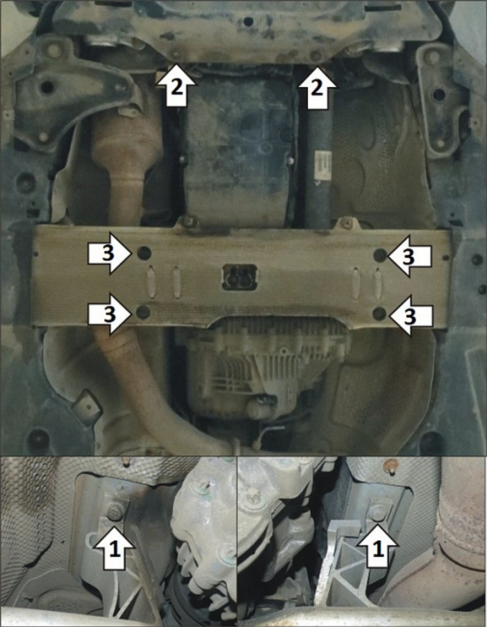 Защита стальная 2 мм КПП, РК Mercedes-Benz ML350 W-166 2012-2015 гг MOTODOR.71201