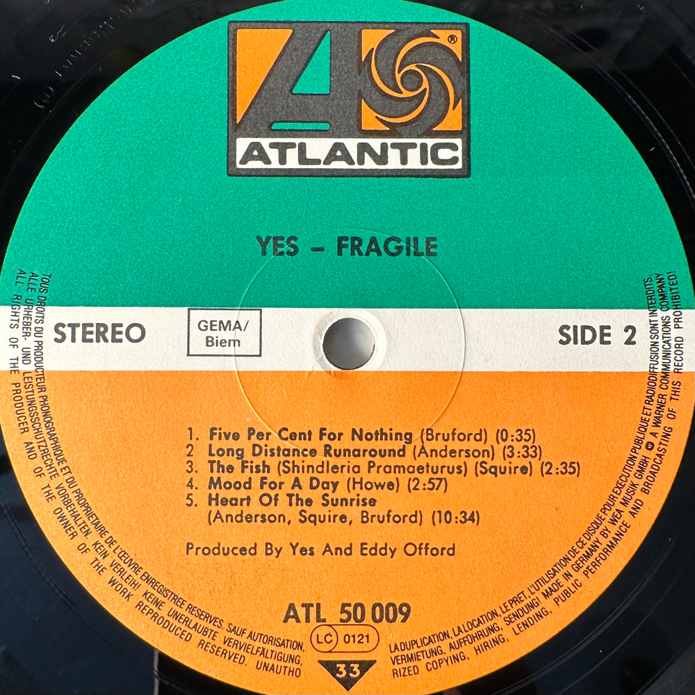Yes ‎– Fragile (Германия)