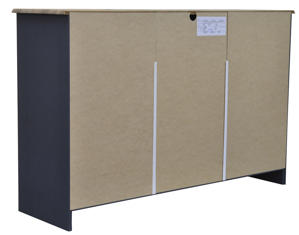 Комод 113х35х73, Хаба, с 6 ящиками для одежды, 2 двери, тумба под телевизор, массив сосны, серый, Dipriz