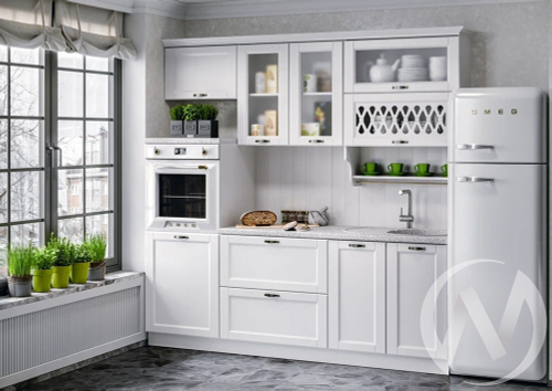 Кухня Милано 2;2м (белый/белая текстурная/антарес) Компоновка №3