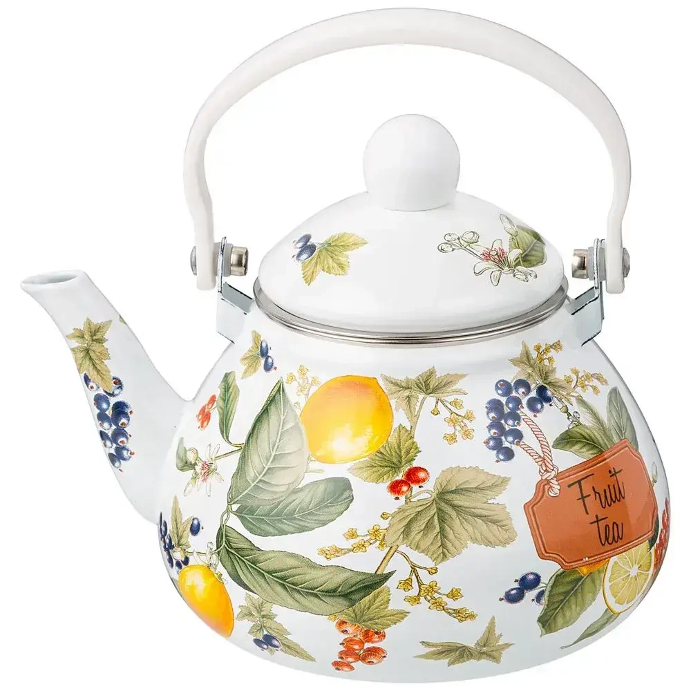 ЧАЙНИК AGNESS ЭМАЛИРОВАННЫЙ СЕРИЯ ФРУКТОВАЯ КОРЗИНА, 1,3 Л