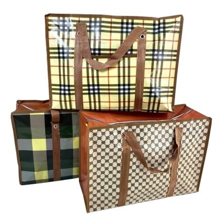 Сумка полипропиленовая клетчатая 50х35+20см "Микс" (1/10шт)