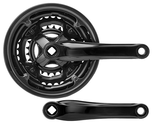 Система шатунов HDL-P303, звёзды 3/32" 24 чёрн/34 чёрн/42 черн. зуба стальные, шатуны 170мм стальные, покрытые пластиком, чёрные, защита цепи пластиковая ПВХ черная (для Nav. 600)