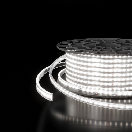 Светодиодная лента 220 В 14,4 вт/м 120 Led/м 2835 IP65, холодный белый 6500K, 50 м Лента светодиодная 220V 14,4W 120Led 2835 IP65 6500 холодный белый, 50 м