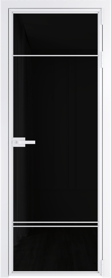 Алюминиевая дверь 4AХ вайт стекло чёрный триплекс