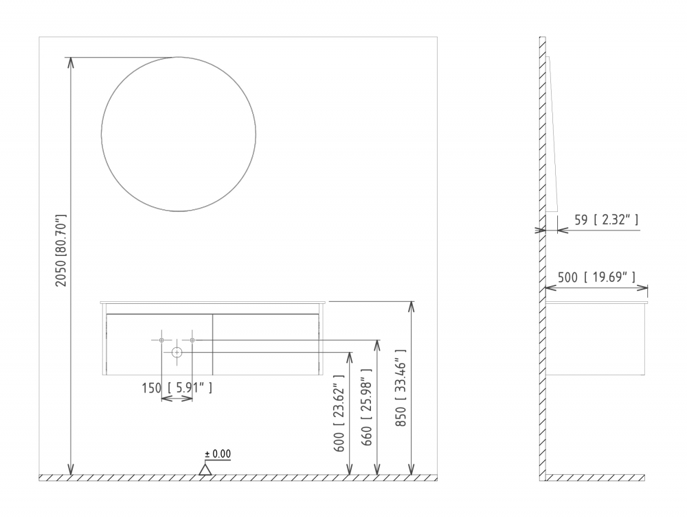 Зеркало ORKA Agora 75 белый матовый