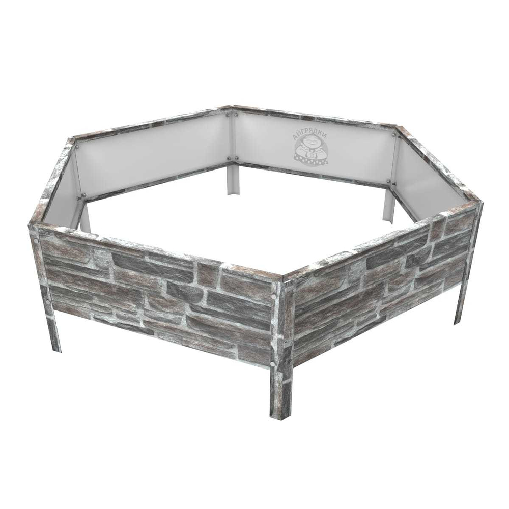 Клумба многоугольная оцинкованная с ножками 1 ярус Камень песчаник