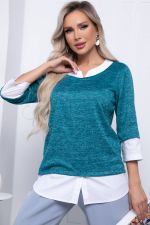 Джемпер "Нежный акцент" Б7252 (зеленое море) LT Collection (Акция)