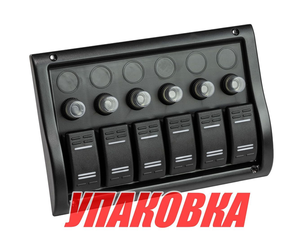 Панель бортового питания 6 переключателей, индикация, автоматы (упаковка из 6 шт.)