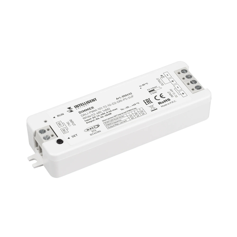 INTELLIGENT ARLIGHT Диммер DALI-PWM-101-72-1G-D2-DRI-PS-SUF White (12-48V, 1x8A) (IARL, IP20 Пластик, 5 лет) 050432